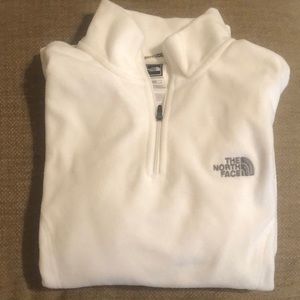 The North Face white 3/4 zip, fleece pullover Sz M